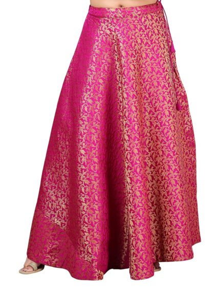 Studio Shringaar Women’s Polyester Maxi Benaras Brocade Readymade Long Skirt Lehenga Ghagra by VintaVool