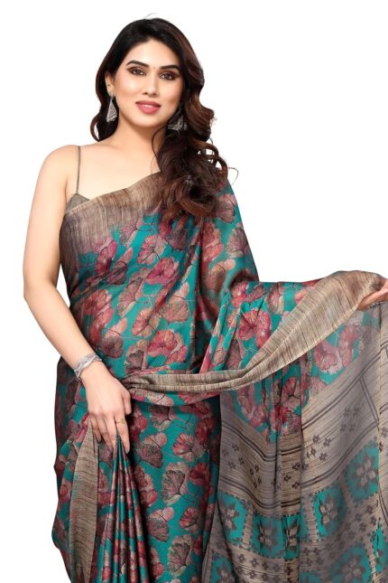 MIRCHI FASHION Women’s Designer Chiffon Floral Prints Saree with Blouse Piece by VintaVool