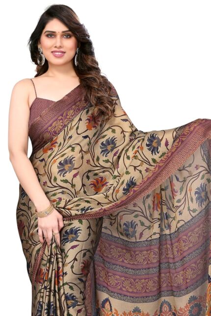 MIRCHI FASHION Women’s Chiffon Floral Printed Saree with Blouse Piece by VintaVool