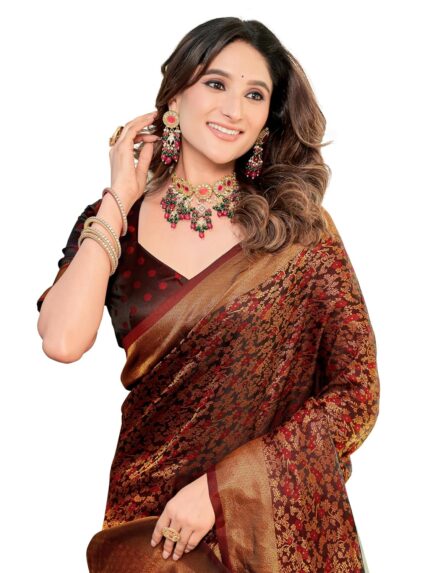 Glory Sarees Women’s Banarasi Satin Silk Saree Elegantly Crafted Graceful Design With Blouse Piece (Satin Silk_Parent) by VintaVool