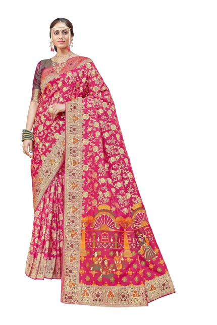Monjolika Fashion Women’s Banarasi Silk Saree With Blouse Piece. by VintaVool