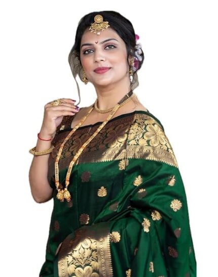 C J Enterprise Women’s Pure Kanjivaram Silk Saree Soft Banarasi Style Wedding With Blouse Piece (Vruksh-51) by VintaVool
