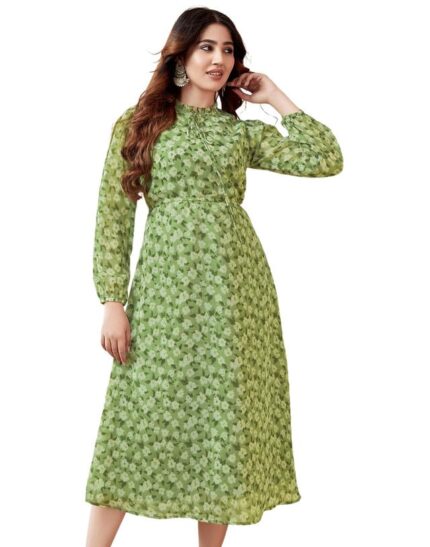 SIRIL – Western Dress | Georgette Printed Dress for Women Maxi | One Piece Dress for Women by VintaVool