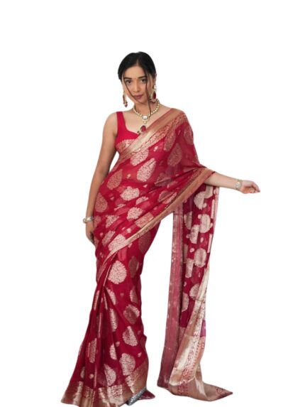 Shiv Textiles Ready to Wear Sarees for Women – Elegant Saree Gown | Premium Ready to Wear Saree for Women | Formal & Stylish Attire for Special Occasions.(ST-R-KP-5039-RED) by VintaVool