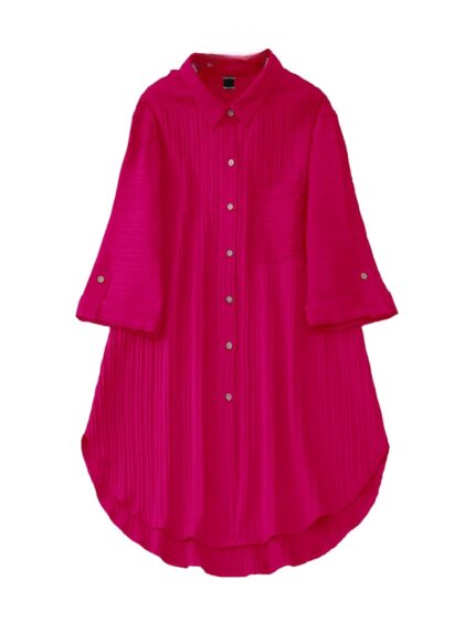 Sheetal Associates Polyester Solid Button Front Shirt Dress for Women || Roll Tab Sleeve & Collared Neck Flared Dress || Office || Summer Short Dresses for Women by VintaVool