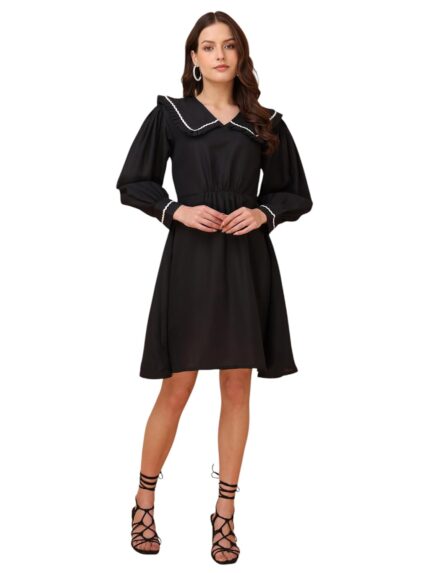 PURVAJA Women’s Knee Length V-Neck Fit & Flared Cotton Blend Dress (Floe-037-039) by VintaVool