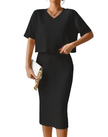 SIRIL – Women’s Maxi Co-ord Set Lycra Crop Top and Skirt Set | Top and Bottom Set | 2 Piece Set Women by VintaVool