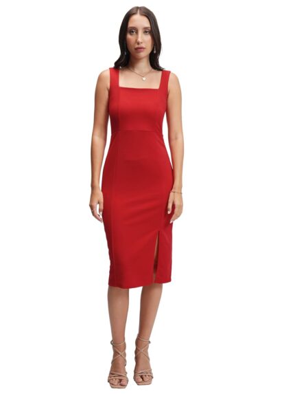 Tokyo Talkies Women’s Square Neck Sheath Dress | Above Knee | Sleek, Elegant & Modern | Perfect for Parties, Dinner Dates & Special Events by VintaVool