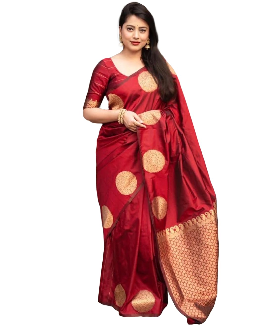 Yashika Women’s Banarasi Kanjivaram Cotton Silk Woven Saree with Unstitched Blouse Material by VintaVool Yashika Women’s Banarasi Kanjivaram Cotton Silk Woven Saree with Unstitched Blouse Material by VintaVool
