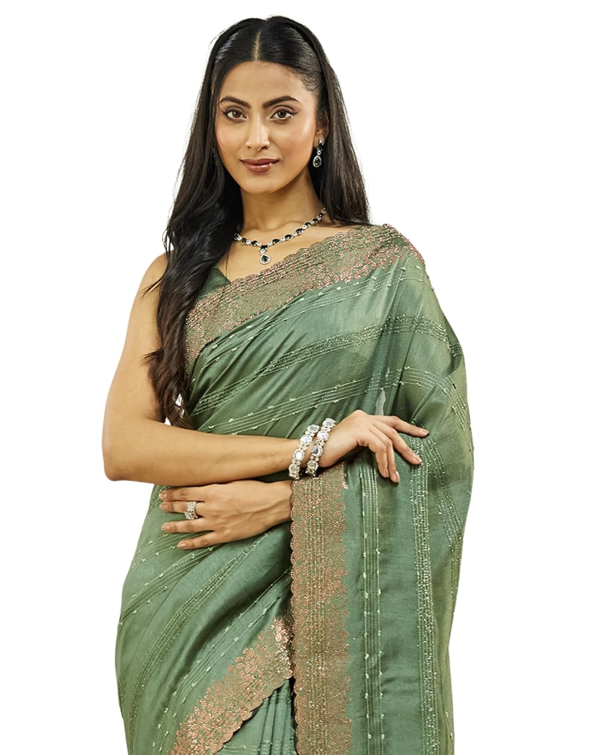 SIRIL Women’s Silk Blend Hot Fixing Stone Work Saree With Unstitched Blouse Piece by VintaVool SIRIL Women’s Silk Blend Hot Fixing Stone Work Saree With Unstitched Blouse Piece by VintaVool