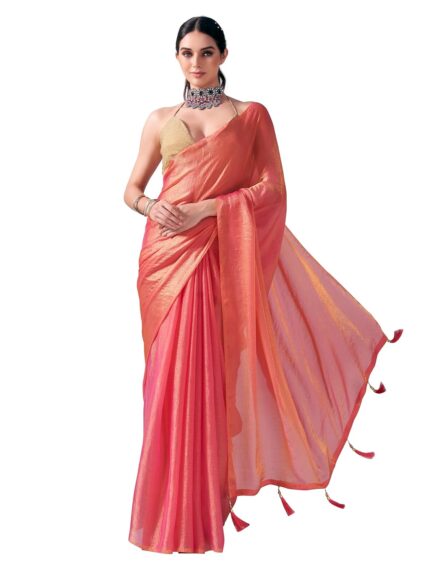 Womanista Women’s Jimmychoo Two Tone Saree With Un-stitched blouse by VintaVool