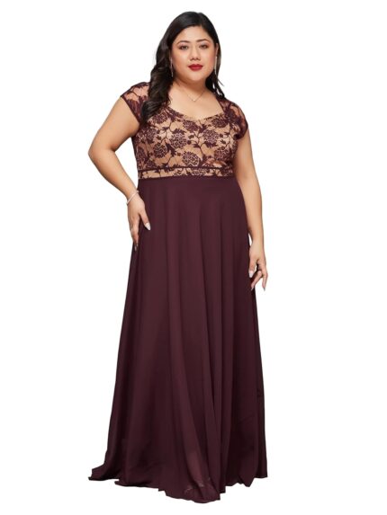 Miss Chase A+ Women’s Georgette Fit and Flare Maxi Dress by VintaVool