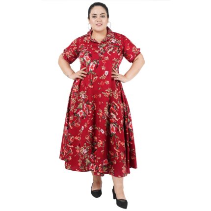 Indietoga Women’s Plus Sizes Floral Printed Fit and Flare Long Maxi Dresses (2XL to 10XL) by VintaVool