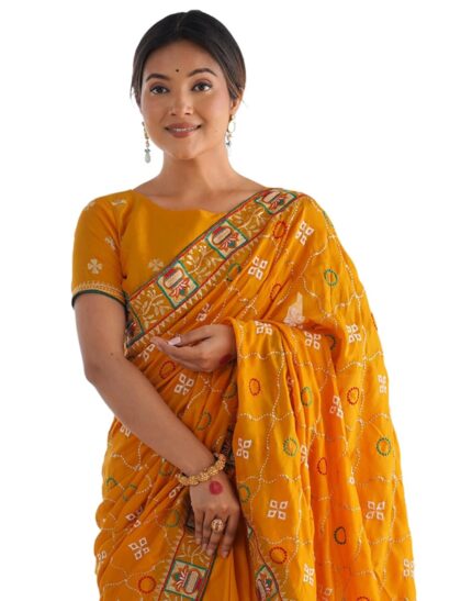 SIRIL Women’s Vichitra Silk Embroidery Saree With Unstitched Blouse Piece by VintaVool