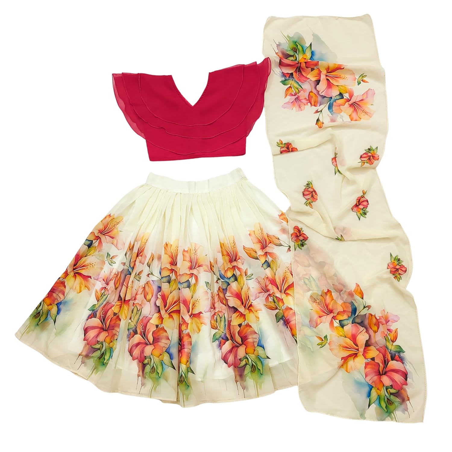 INTEGRITY Girls Georgette Fancy Readymade Lehenga Choli With Dupatta Set – Kids Wedding Dress – Traditional Ethnic Wear – Girls Gift – Festival Outfit for Kids by VintaVool INTEGRITY Girls Georgette Fancy Readymade Lehenga Choli With Dupatta Set – Kids Wedding Dress – Traditional Ethnic Wear – Girls Gift – Festival Outfit for Kids by VintaVool