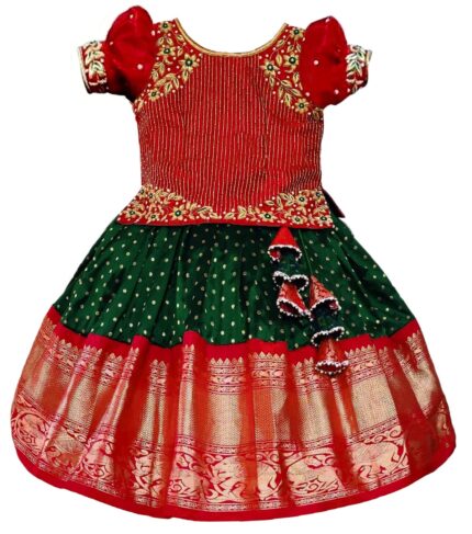 White Button Baby Girl’s Jacquard Readymade Lehenga Choli by VintaVool