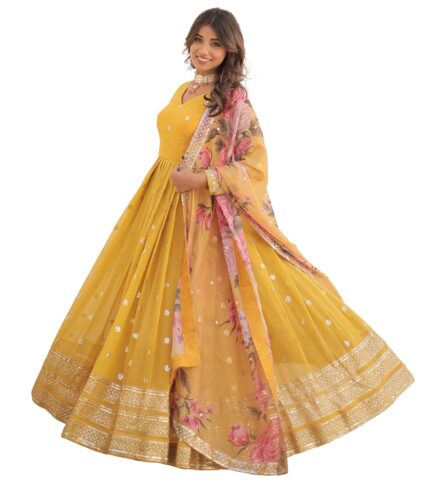 Wedani Faux Georgette Embroidered Sequins Anarkali Kurta Set for Women by VintaVool