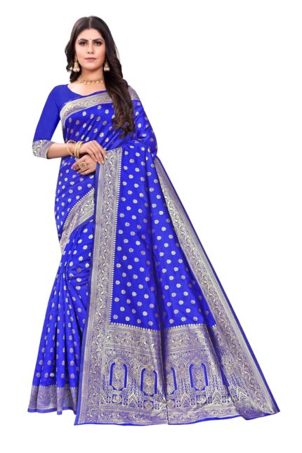 Sugathari Women’s Banarasi Saree Pure Kanjivaram Silk Saree Soft new ladies 2023 Design Wear Pattu Sarees Latest Cotton Party Sari collections With Blouse Piece for Wedding sadi (SAM PARI-124) by VintaVool