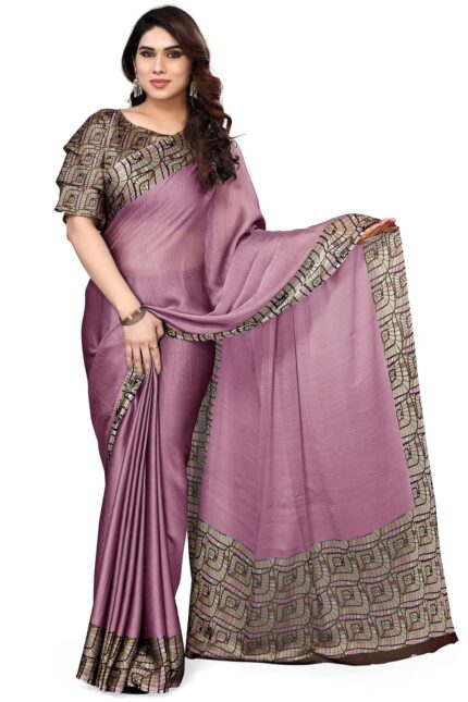MIRCHI FASHION Women’s Plain Weave Chiffon Geometric Printed Saree with Blouse Piece by VintaVool