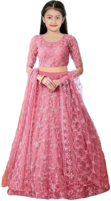 Suppar Sleave Traditional Ethnic Wear for Girls Designer Embroidered Kids Lehenga Choli by VintaVool