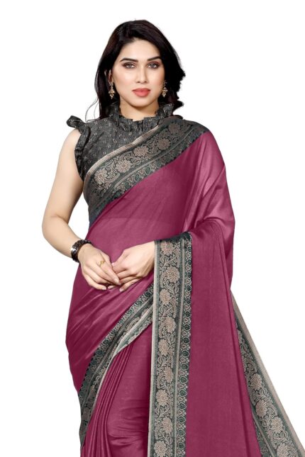 MIRCHI FASHION Women’s Chiffon Floral Border-Palav Printed Saree with Blouse Piece by VintaVool